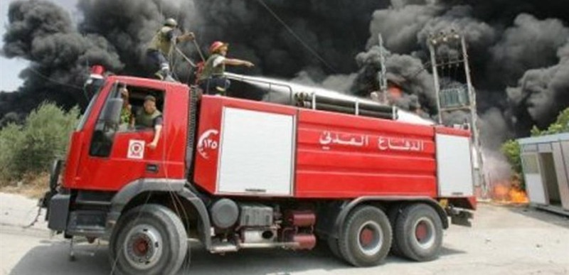 حريق في صهريج للمازوت على أوتوستراد زحلة