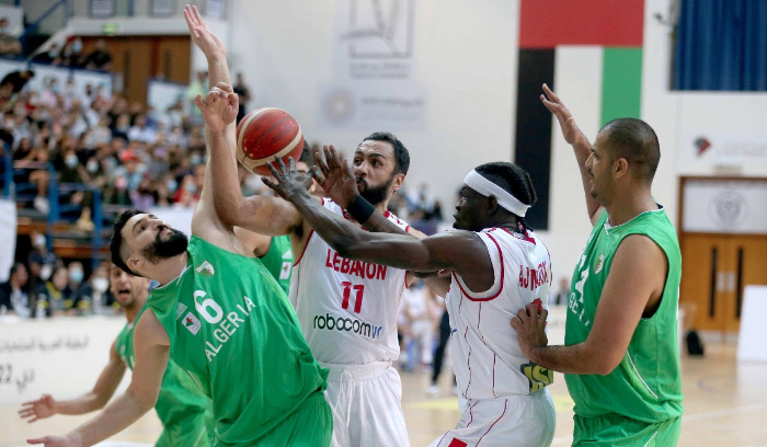 فوز لبنان على الجزائر في بطولة العرب لكرة السلة للرجال