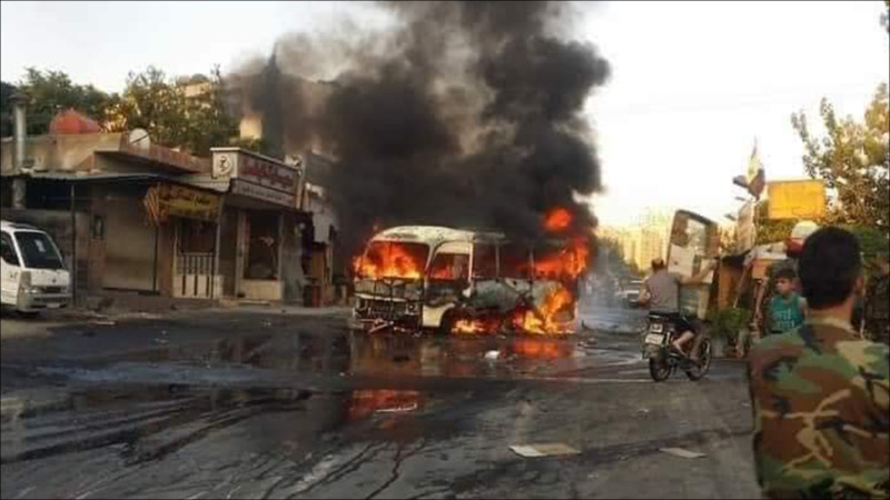 تفجير إرهابي يستهدف حافلة مبيت بريف دمشق