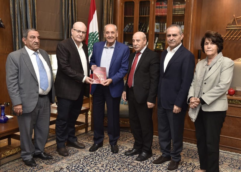 الرئيس بري التقى سليمان على رأس وفد من "الجبهة الديمقراطية لتحرير فلسطين"