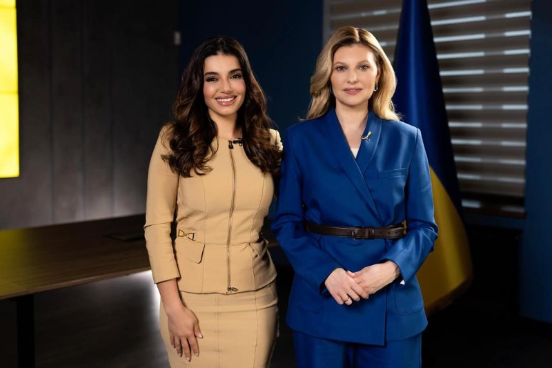 سيدة أوكرانيا الأولى لأول مرة مع اعلامية لبنانية