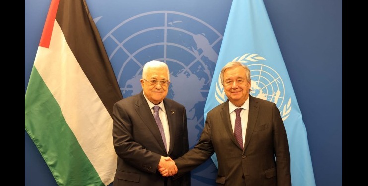 الرئيس  عباس يجتمع مع الأمين العام للأمم المتحدة