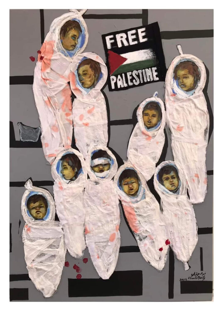 فلسطين “ملصقًا” يرشح دمًا.. حين يوثّق اللون للجريمة
