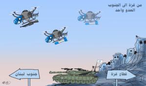 من غزة إلى الجنوب: العدوان واحد … كاريكاتير ماهر الحاج