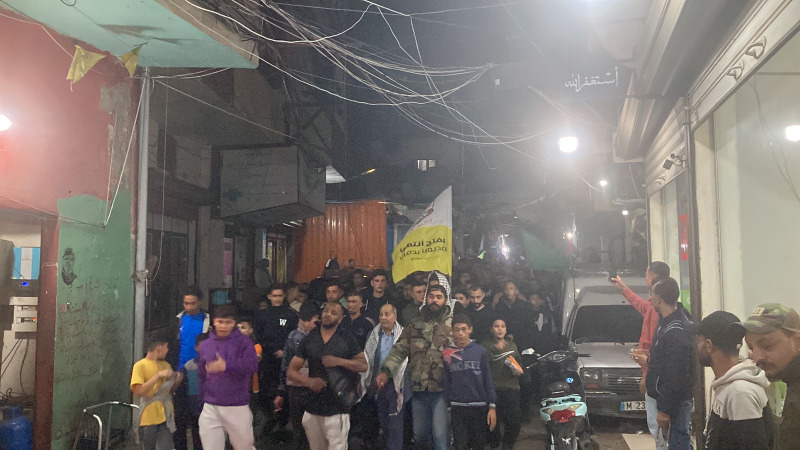 مظاهرة حاشدة في مخيم برج الشمالي تنديدًا باغتيال العاروري