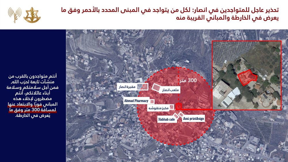 بالصور - إنذار إسرائيلي جديد باستهداف مبانٍ في أنصار والخرايب جنوب لبنان!