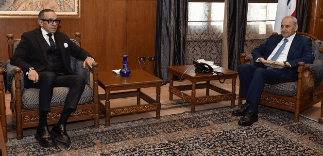 الرئيس بري بحث التطورات الميدانية مع السفير المصري ومستشار رئيس الجمهورية