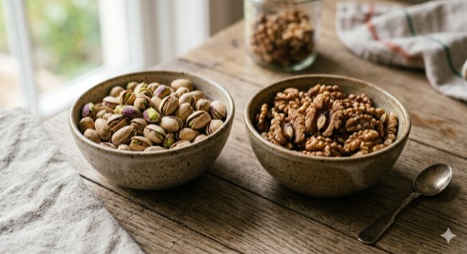 الفستق والجوز.. كنزان غذائيان بفوائد مختلفة!
