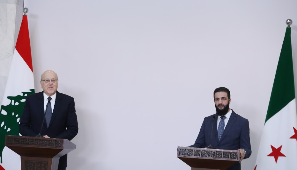 الرئيس ميقاتي بعد لقائه الشرع: سلم الأولويات ترسيم الحدود البرية والبحرية ومعالجة أزمة النزوح السوري".
