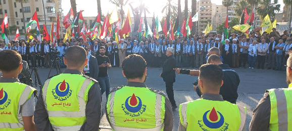 "الحزب" ينظم وقفة غضب حاشدة في صيدا نصرة للشعب الفلسطيني ومقاومته في غزة