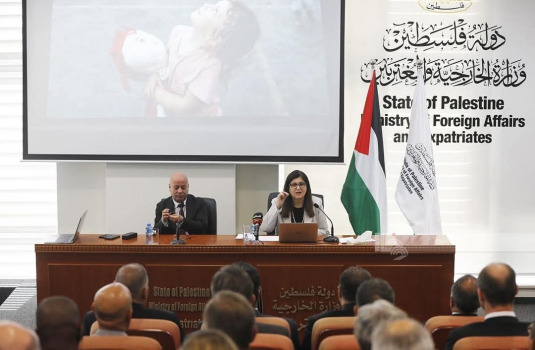 الخارجية الفلسطينية و"شؤون اللاجئين" تعقدان جلسة خاصة لأعضاء السلك الدبلوماسي المعتمد لدى دولة فلسطين بمناسبة الذكرى 77 للنكبة