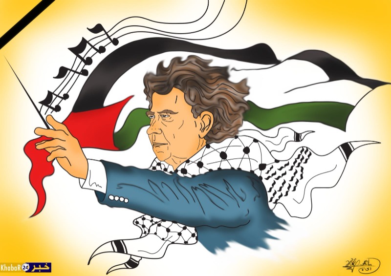 كاريكاتير رحيل ملحن النشيد الوطني الفلسطيني