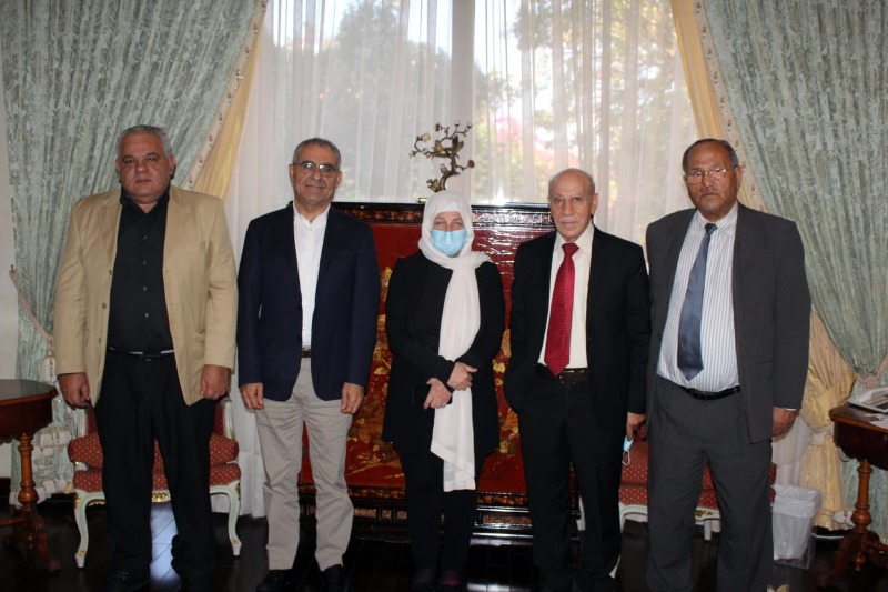 بهية الحريري تلتقي وفد الجبهة الديمقراطية لتحرير فلسطين برئاسة مسؤول الجبهة في لبنان علي فيصل