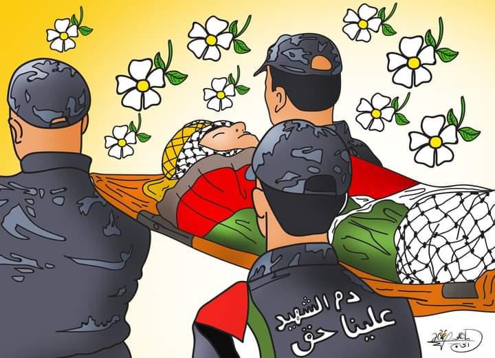دم الشهيد علينا حق .. بريشة الرسام الكاريكاتوري ماهر الحاج