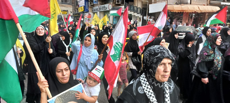 مسيرة ووقفة تضامنية لـ"الحزب" في صيدا تنديداً بمجازر الاحتلال ودعماً للمقاومة الفلسطينية