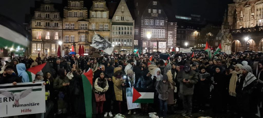أصلان بتظاهرة الجالية الفلسطينية في بريمن الألمانية: لوقف مذبحة المحتل الإسرائيلي بحق المدنيين في غزة