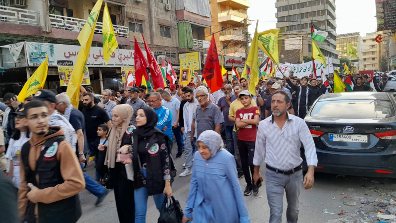 بالصور - "الحزب" ينظم مسيرة شعبية في صيدا تضامنًا مع غزة